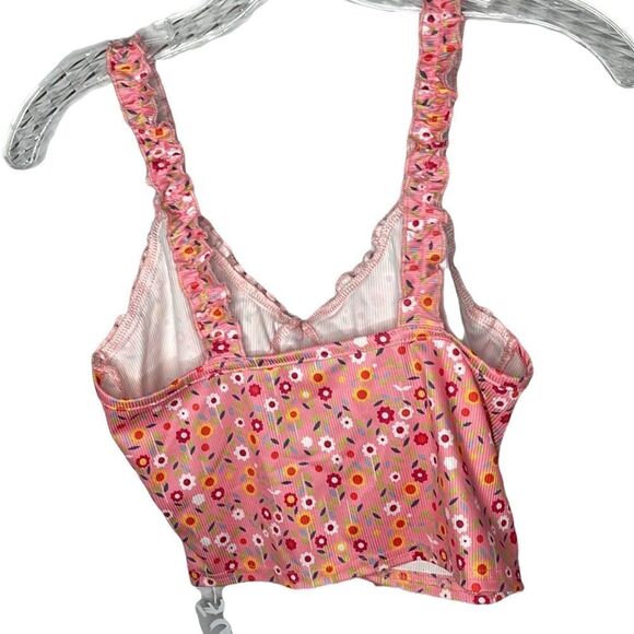 Romwe Flowered Ruffle Crop Top. Size Small. New! - Picture 3 of 6